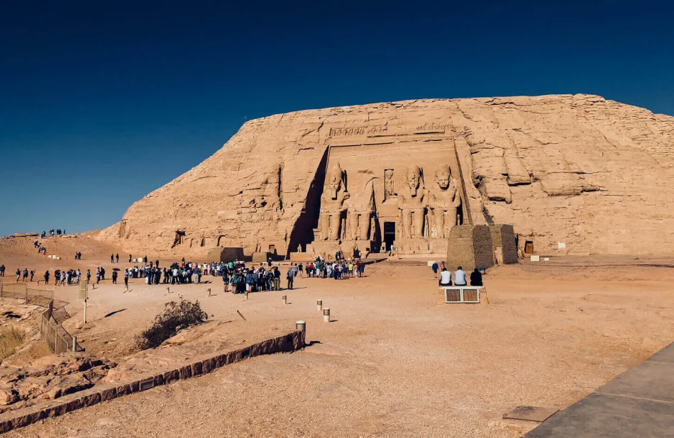 Abu Simbel is a historic site comprising two massive rock-cut temples in the village of Abu Simbel