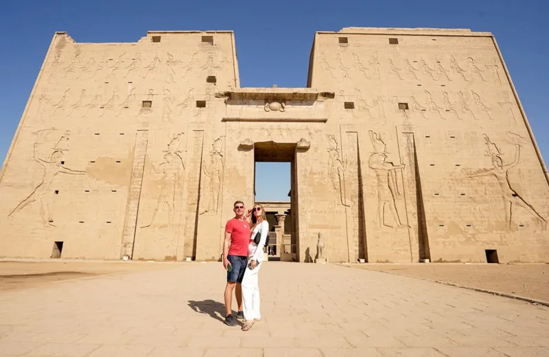 The Temple of Edfu is an Egyptian temple located on the west bank of the Nile in Edfu
