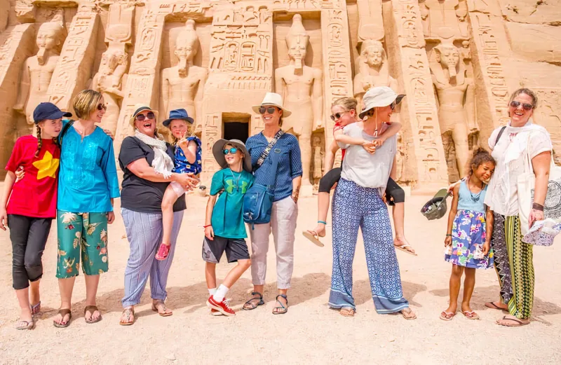 Abu Simbel's massive rock-carved temples of Pharaoh Ramses II and his first wife Nefertari