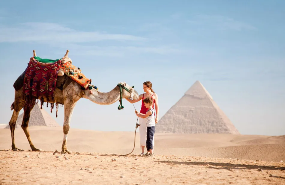 Sunset camel ride at the Pyramids of Giza