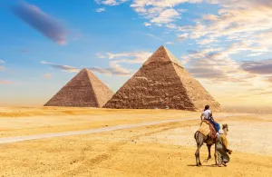 Sunset camel ride at the Pyramids of Giza