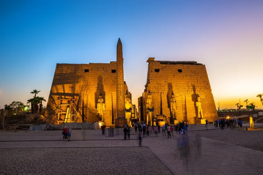 A large Ancient Egyptian temple complex located on the east bank
