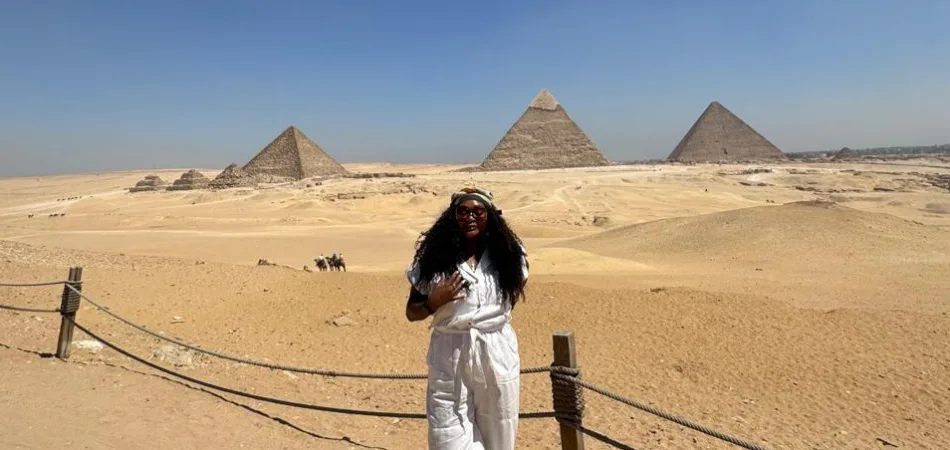Close-up of Giza Pyramids during Hurghada to Cairo excursion