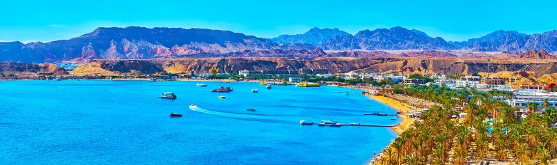 Sharm El Sheikh Sea View – Red Sea Coastline Beautiful sea view in Sharm El Sheikh overlooking the clear blue Red Sea