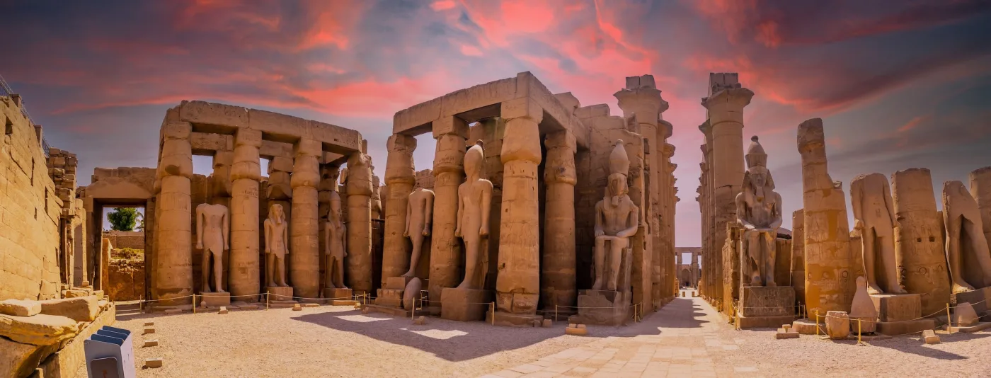 A large Ancient Egyptian temple complex located on the east bank