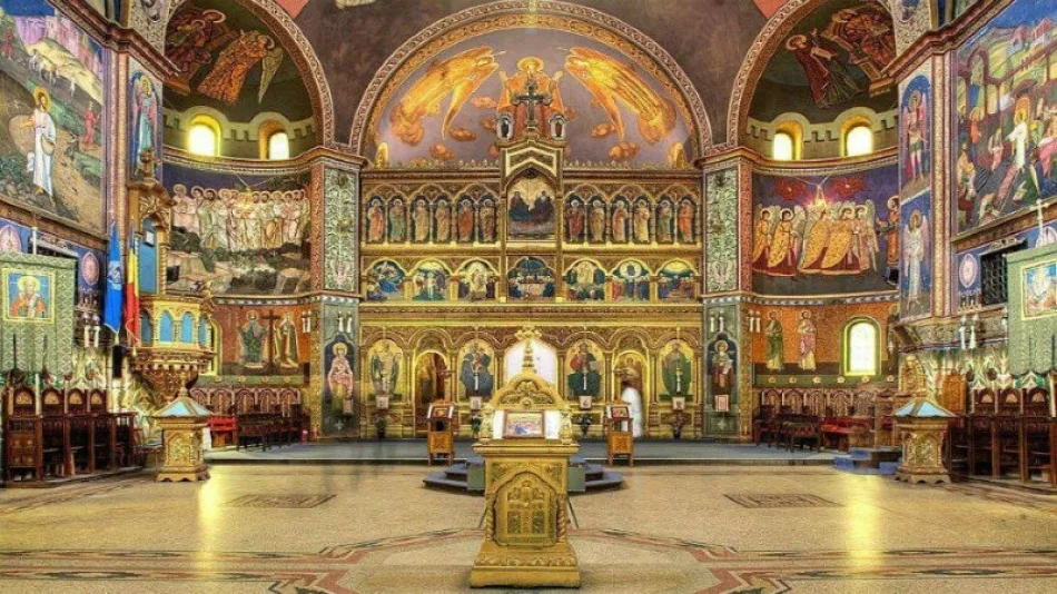 Interior of St. Catherine’s Monastery church with icons and chapels