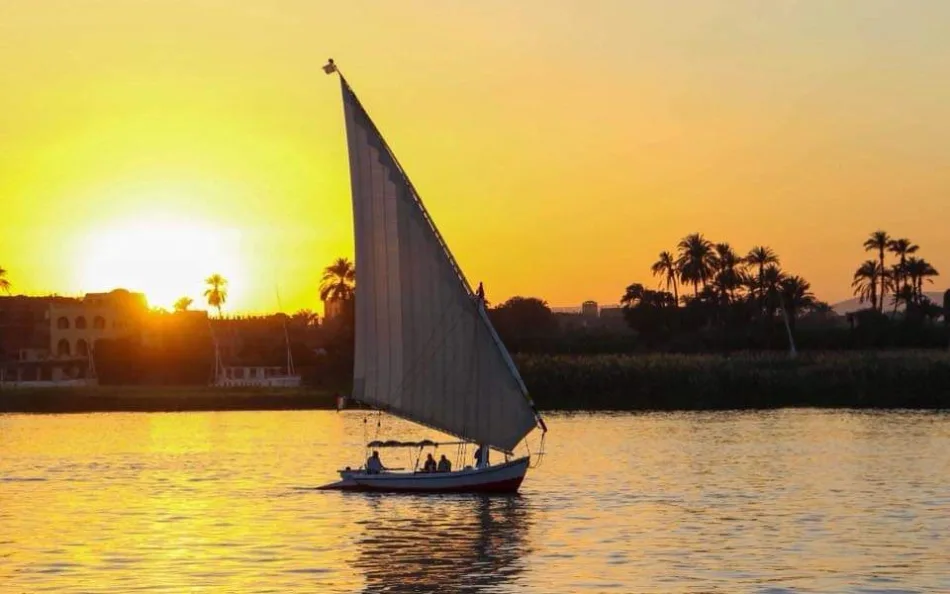 Soft eclipse light over the Nile River in Egypt Solar Eclipse