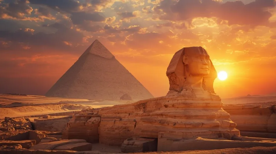 The Sphinx beneath the dramatic Egypt Solar Eclipse