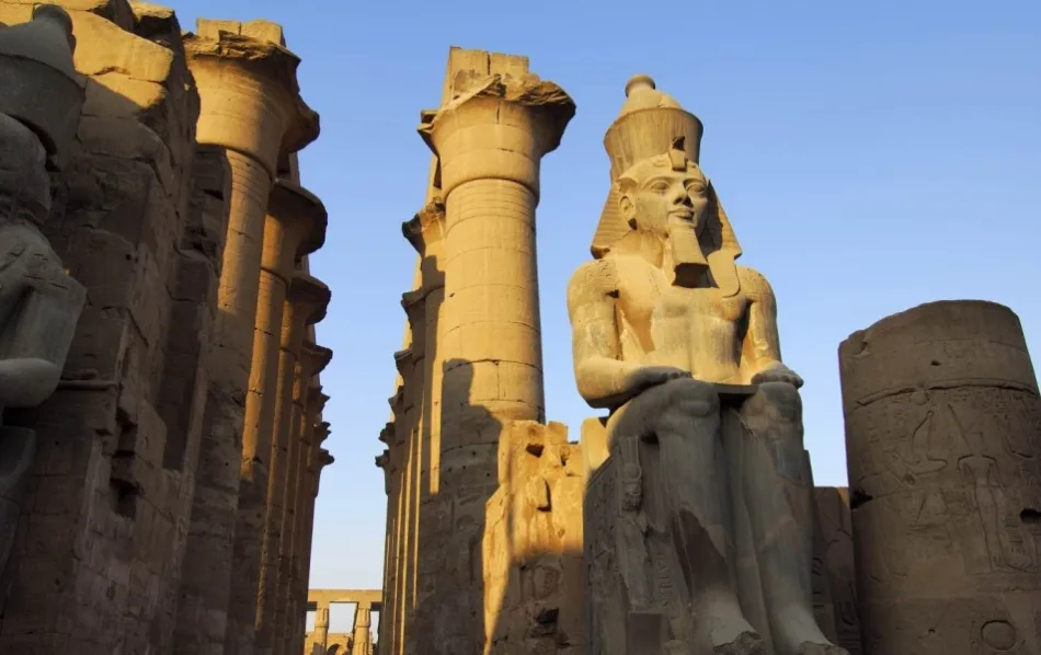 Luxor Temple silhouette shaped by the Egypt Solar Eclipse