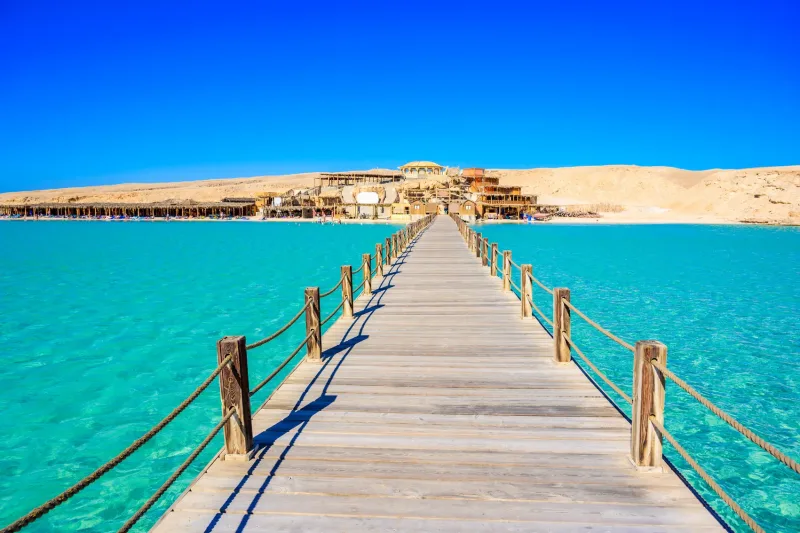Beautiful Hurghada beach with crystal clear turquoise water on the Red Sea