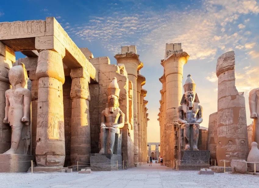 A large Ancient Egyptian temple complex located on the east bank of the Nile River